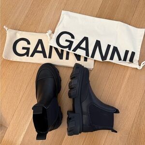 Ganni Black Chunky Chelsea Boots